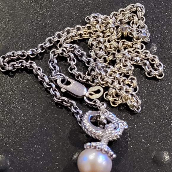 Judith Ripka Sterling Silver 925 Chain with Pearl Pendant Necklace - Picture 3 of 8